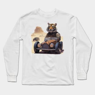 a Tiger racing a car across the desert Long Sleeve T-Shirt